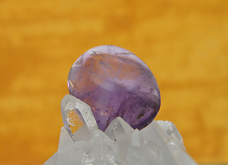 Image showing Amethyst on rock crystal