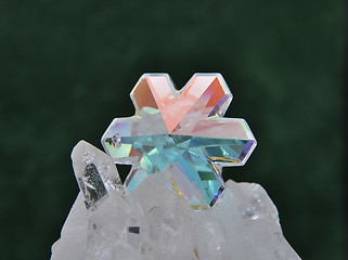 Image showing Glass crystal on green