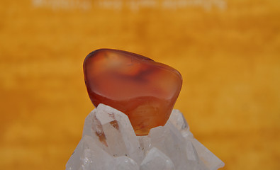 Image showing Carnelian on rock crystal