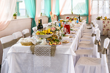 Image showing Wedding festive food table