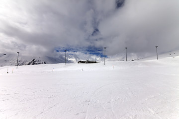Image showing Ski slope in wind day before storm