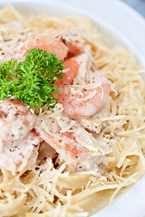 Image showing Pasta with shrimp