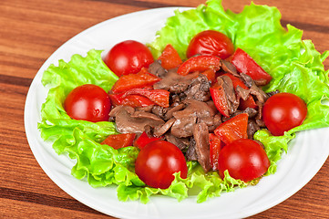 Image showing Roasted beef and mushrooms