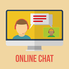 Image showing Online chat icon. Flat design vector illustration. 