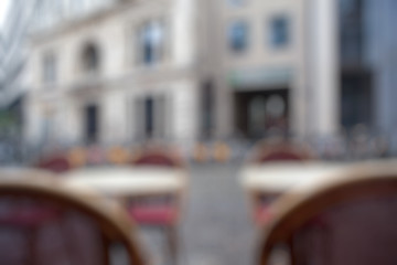 Image showing Blurred cafe on street of european city