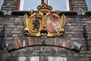 Image showing Decoration on old houses of Bruges, Belgium