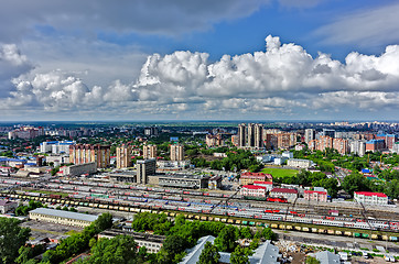 Image showing Aerial view onto railway station in Tyumen. Russia