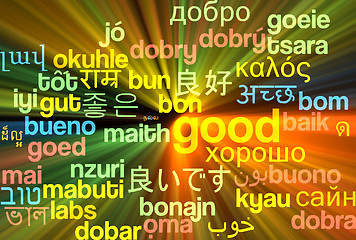 Image showing Good multilanguage wordcloud background concept glowing