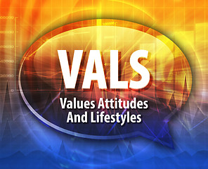 Image showing VALS acronym word speech bubble illustration