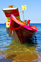 Image showing boat prow asia   the  kho      thailand  and  sea 