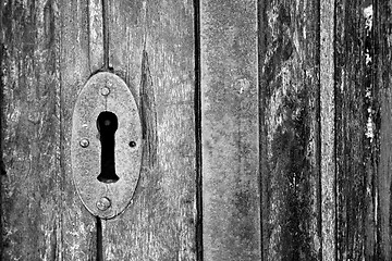 Image showing  traditional   door    in italy   ancian wood and traditional  t