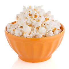 Image showing Popcorn in a orange bowl