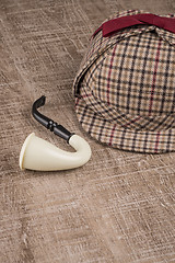 Image showing Sherlock Hat and Tobacco pipe