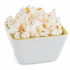 Image showing Popcorn in a white bowl