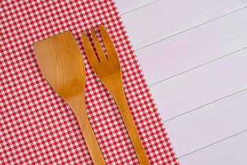 Image showing Kitchenware on red towel