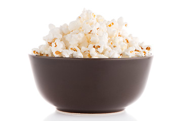 Image showing Popcorn in a brown bowl