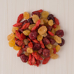 Image showing Circle of mixed dried fruits