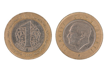 Image showing One Turkish lira coin