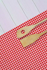 Image showing Kitchenware on red towel