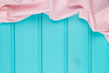 Image showing Pink towel over wooden table