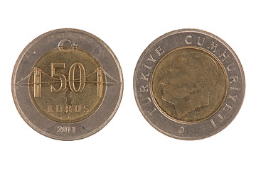 Image showing 50 turkish kurus coin