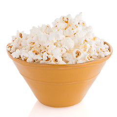 Image showing Popcorn in a orange bowl