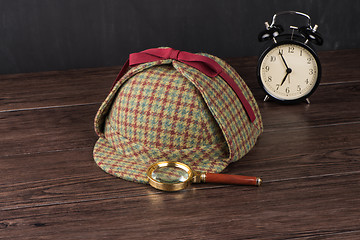 Image showing Sherlock Hat and magnifying glass