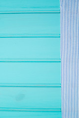 Image showing Blue and white towel over table