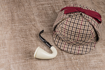 Image showing Sherlock Hat and Tobacco pipe