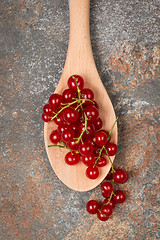 Image showing Currants in a wooden spoon