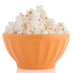Image showing Popcorn in a orange bowl