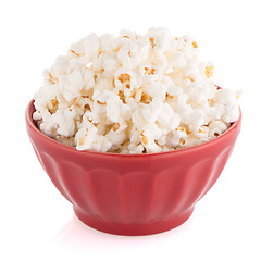 Image showing Popcorn in a red bowl