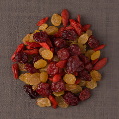 Image showing Circle of mixed dried fruits