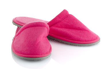 Image showing A pair of pink slippers