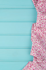 Image showing Pink towel over wooden table