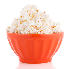 Image showing Popcorn in a orange bowl