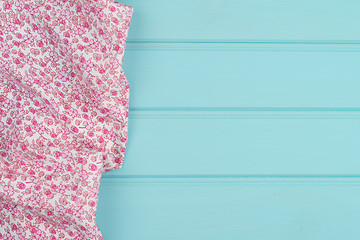 Image showing Pink towel over wooden table