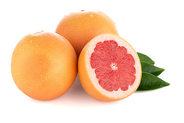 Image showing Ripe cut red grapefruit