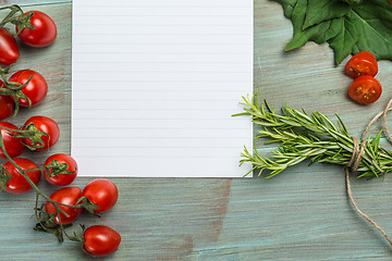 Image showing White paper and vegetables