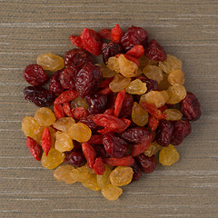 Image showing Circle of mixed dried fruits