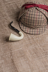 Image showing Sherlock Hat and Tobacco pipe