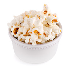 Image showing Popcorn in a white bowl