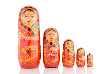 Image showing Five red Babushka