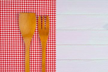 Image showing Kitchenware on red towel