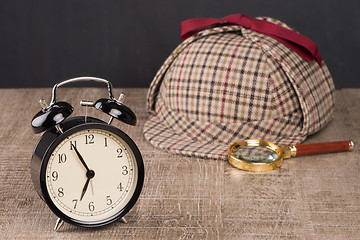 Image showing Sherlock Hat and magnifying glass