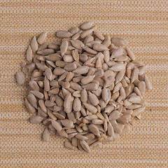 Image showing Circle of shelled sunflower seeds