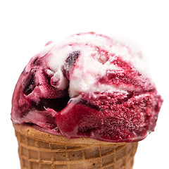 Image showing Red fruits saucy ice cream