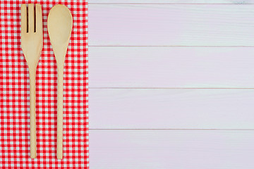 Image showing Kitchenware on red towel