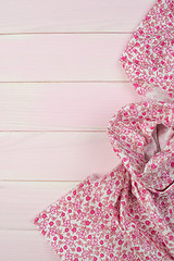 Image showing Pink towel over wooden table