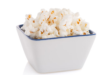 Image showing Popcorn in a white bowl